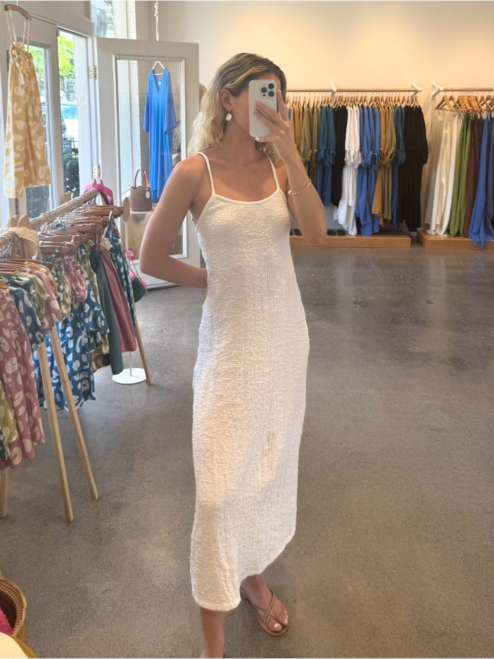 Gillia White Low Back Maxi Dress